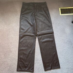 Garage Brown Faux Leather Pants